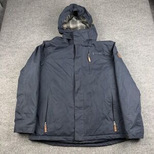 Free Country Jacket Mens Large Blue Hooded Insulated Parka Plaid Lined M021866S‎